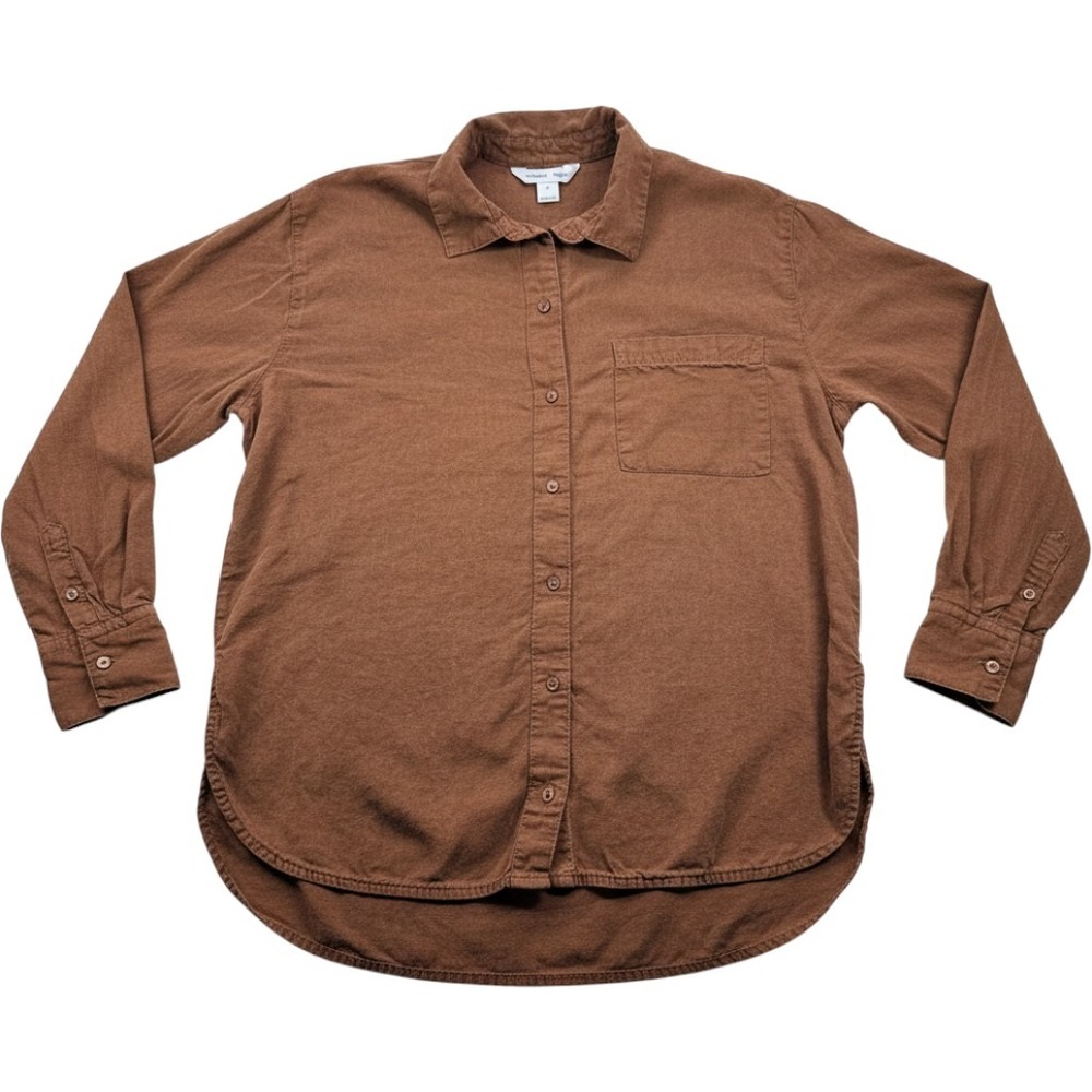 Old Navy The Boyfriend Shirt Brown Linen Blend Button Down Long Sleeve Medium